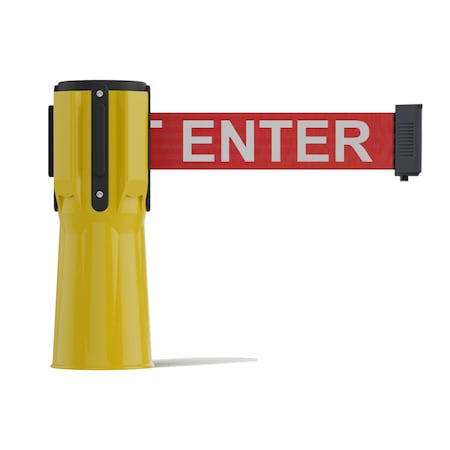 Montour Line Retractable Belt Barrier Cone Mount Yellow Case 11ft. R.Cau.Belt CP100-YW-CAURW-110